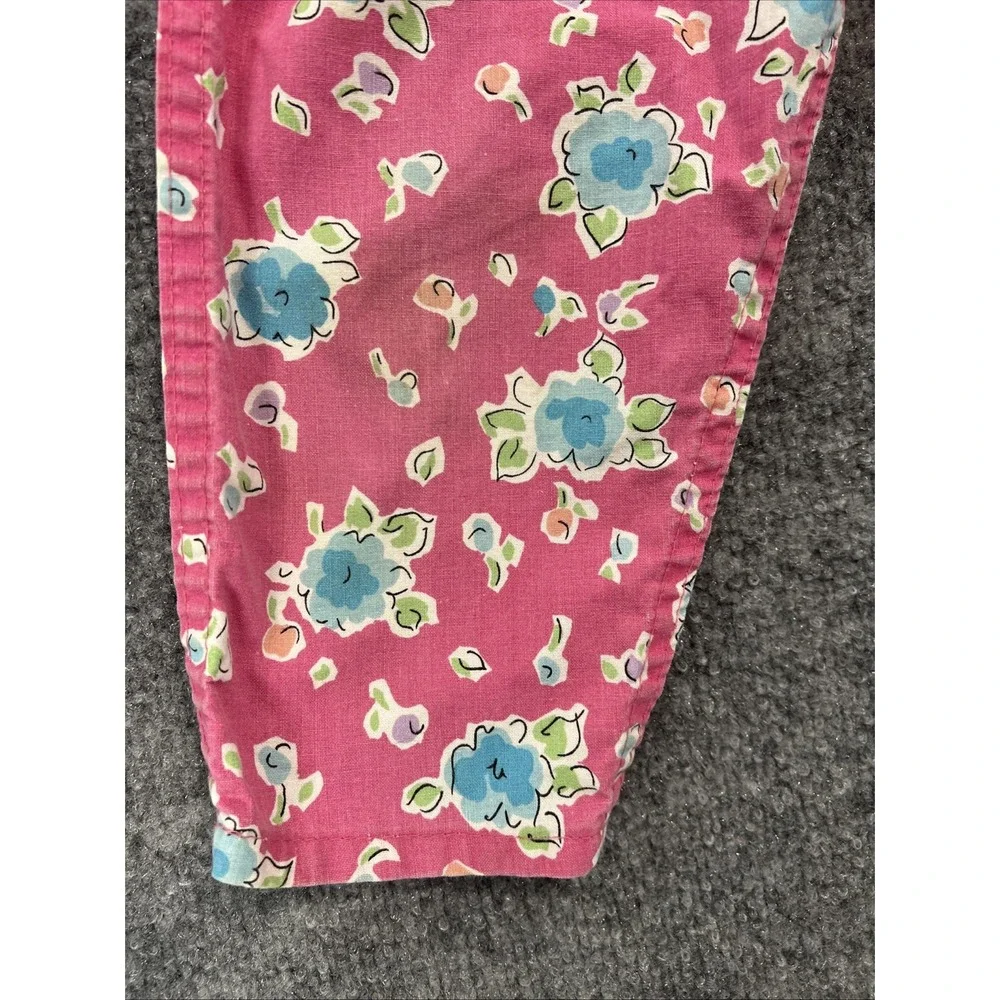 Vintage 90s OshKosh B'gosh Pink Floral Overalls 3T USA Made Cotton Rare